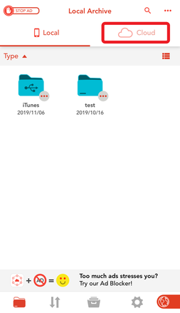 「Cloud」をタップ 「Cloud」をタップ